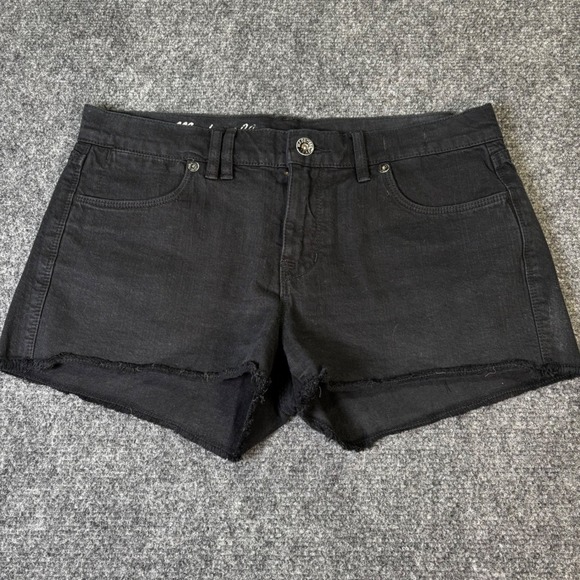 Madewell Pants - Madewell High‎ Rise Black Denim Cutoff Shorts Frayed Hem Size 27